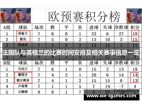 法国队与英格兰的比赛时间安排及相关赛事信息一览